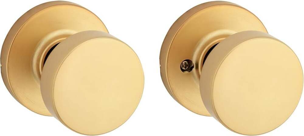 Kwikset Pismo Passage Door Knob Satin Brass 720PSK RDT 4 6AL RCS
